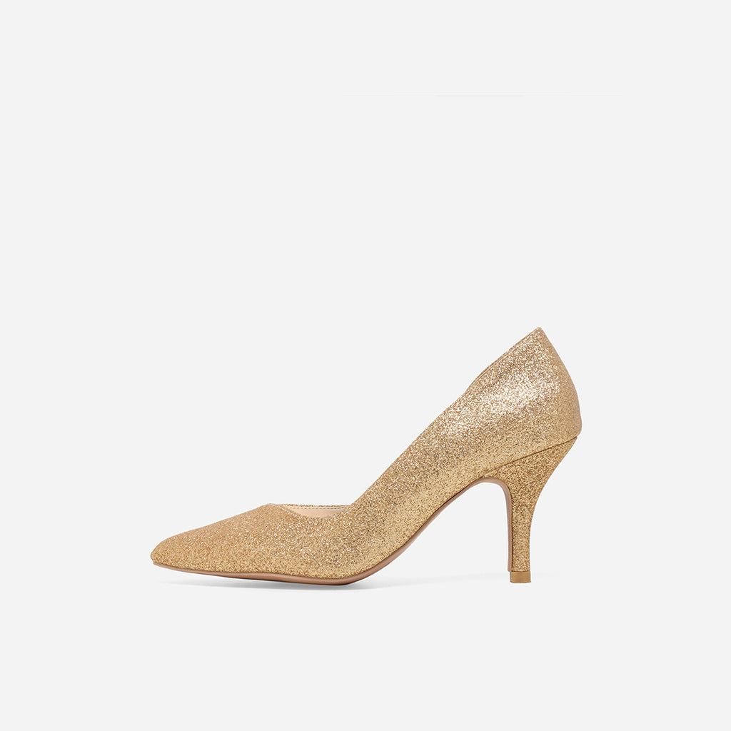 Gold glitter court heels deals